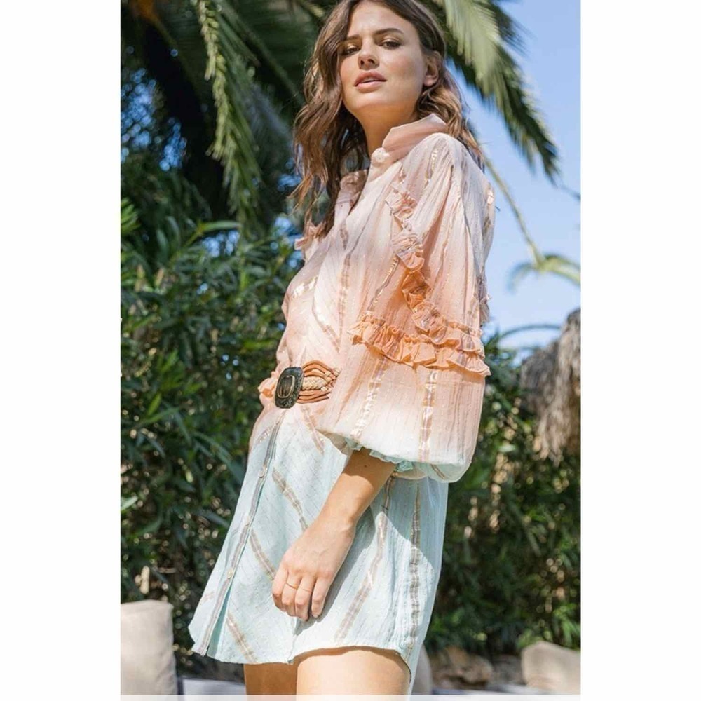 Miss June Paris Ombre Shirt Casual Dress Coral - Picture 12 of 14